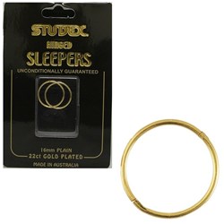 Large Plain Sleepers 16mm 22ct Gold Plated